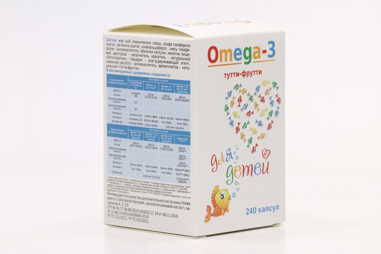 Омега-3 тутти-фрутти детский микс, 0,5 г, 240 шт