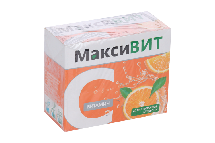 Аскорбиновая кислота Витамин С Максивит, 16 г, 20 шт, порошок со вкусом апельсина