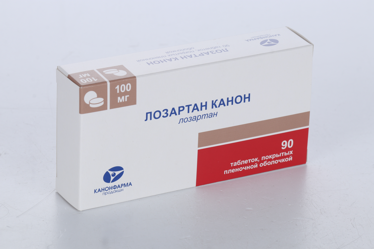 Лозартан Канон 100 мг, 90 шт, таблетки покрытые пленочной оболочкой