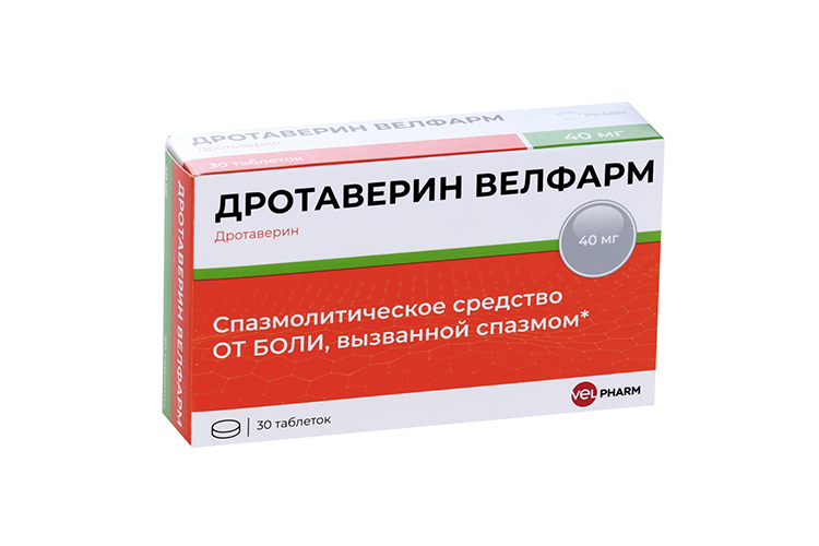 Дротаверин Велфарм 40 мг, 30 шт, таблетки