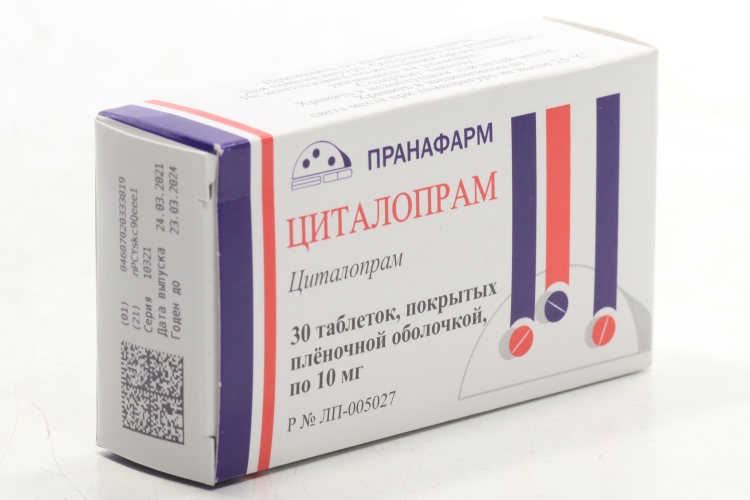 Циталопрам, 10 мг, 30 шт, таблетки покрытые пленочной оболочкой