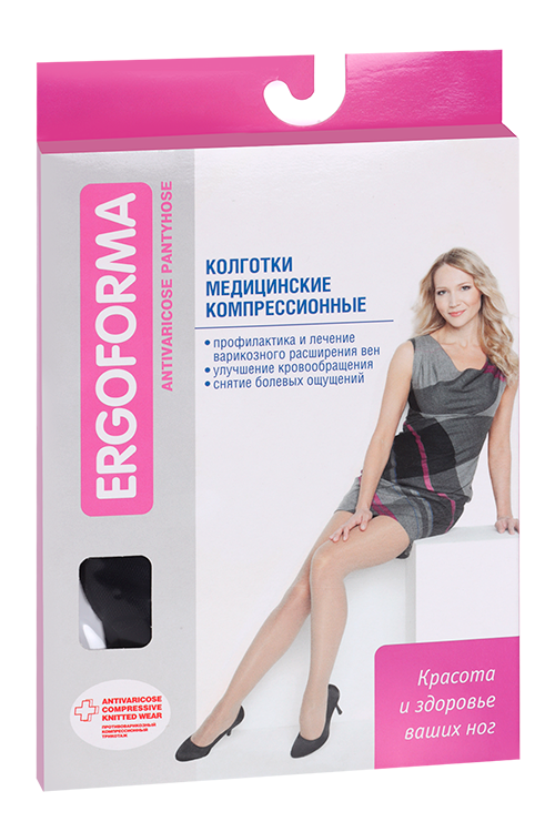 Колготки Ergoforma 1 класс компр черн р 2