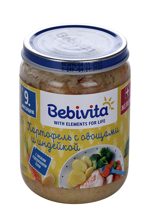 Пюре Бебивита Картофель с овощами и индейкой, 190 г