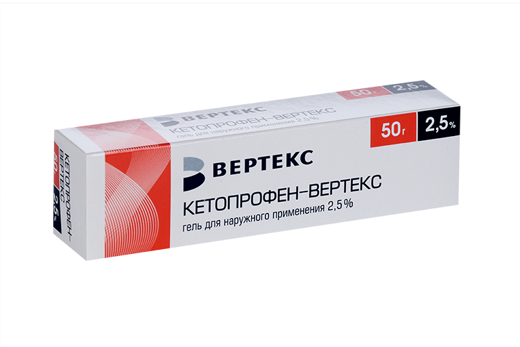 Кетопрофен-Вертекс 2.5%, 50 г, гель