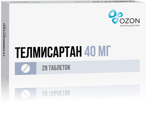 Телмисартан 40 мг, 28 шт, таблетки