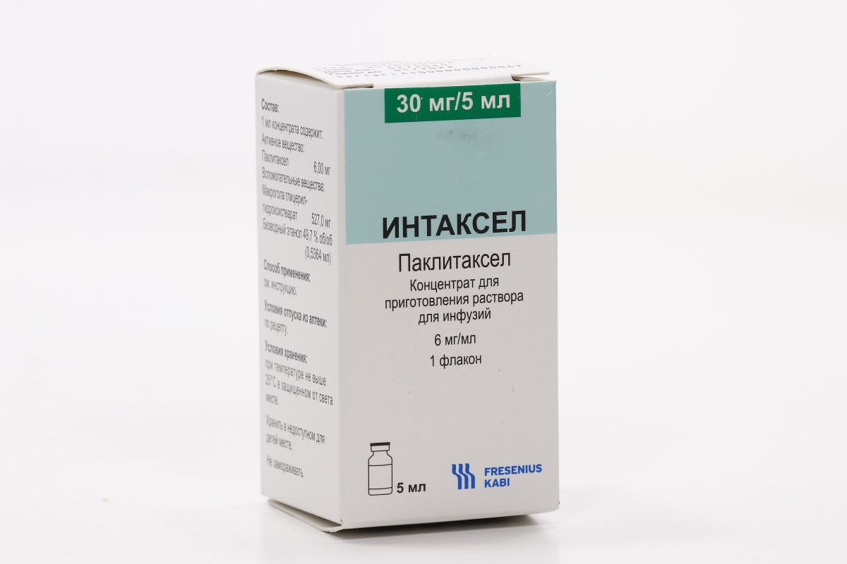 Интаксел 6 мг/мл, 5 мл, концентрат для приготовления раствора для инфузий