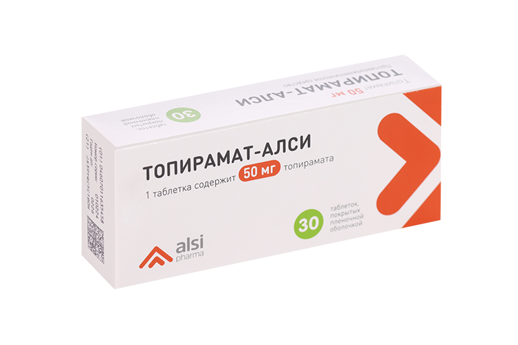 Топирамат-АЛСИ 50 мг, 30 шт, таблетки покрытые пленочной оболочкой