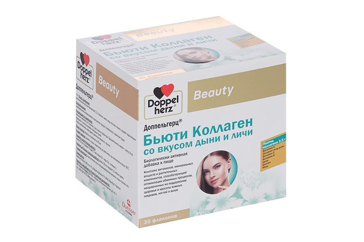 Доппельгерц Бьюти коллаген со вкусом дыни и личи, 25 мл, 30 шт, раствор оральный
