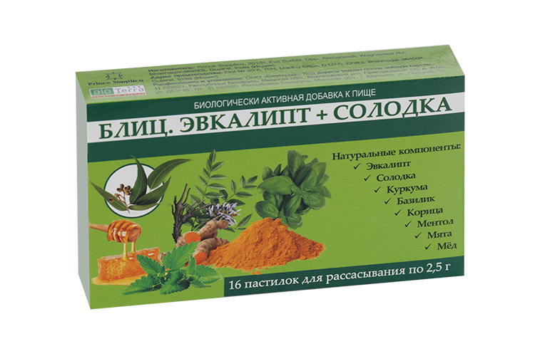 Пастилки Блиц Эвкалипт/Солодка, 16 шт