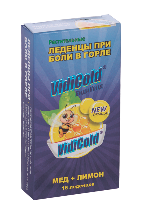ВидиКолд, 2,5 г, 16 шт, леденцы со вкусом меда и лимона