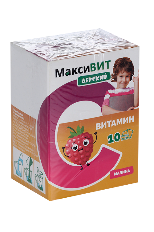 Аскорбиновая кислота Витамин С Максивит детский малина, 8 г, 10 шт, порошок