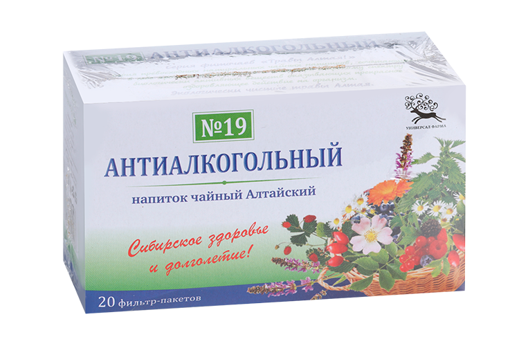 Чайный напиток Алтайский №19 антиалкогольный 1,5 г, 20 шт, фильтр-пакет