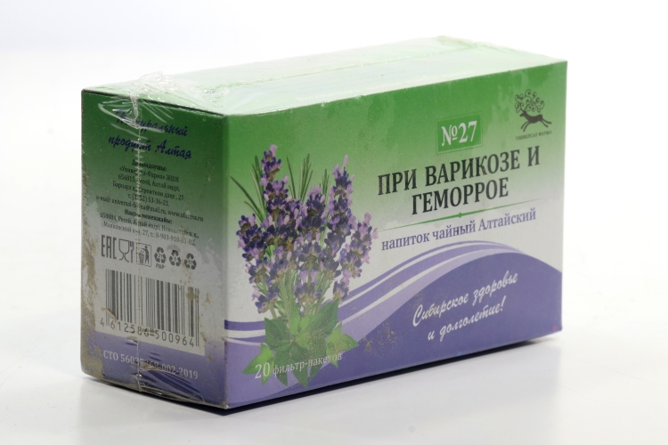 Чайный напиток Алтайский №27 п/варикозе и геморрое, 1,5 г, 20 шт, ф/п