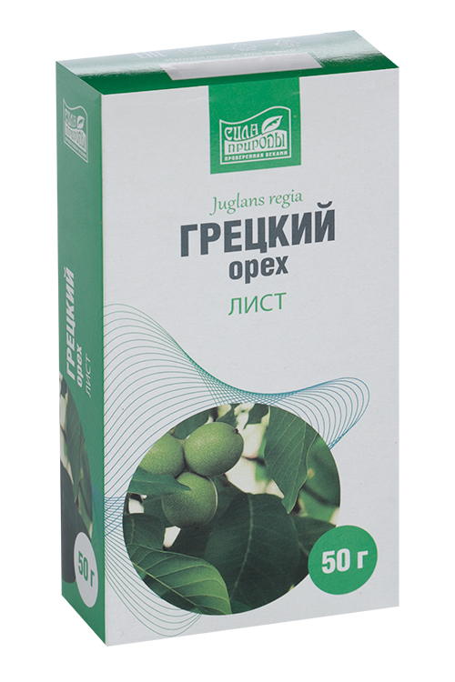 Грецкий орех лист Сила природы, 50 г, сырье растительное