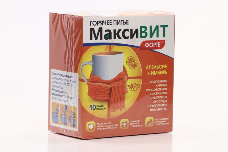 Горячее питье Максивит Форте апельсин/имбирь, 16 г, 10 шт, порошок