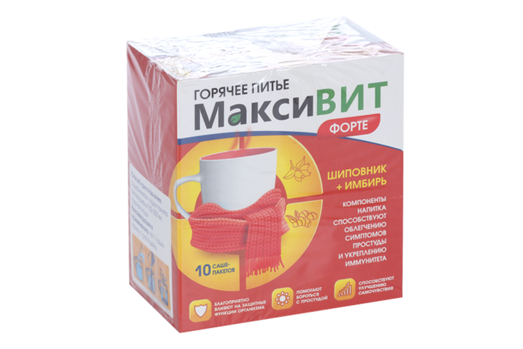 Горячее питье Максивит Форте шиповник/имбирь, 16 г, 10 шт, порошок