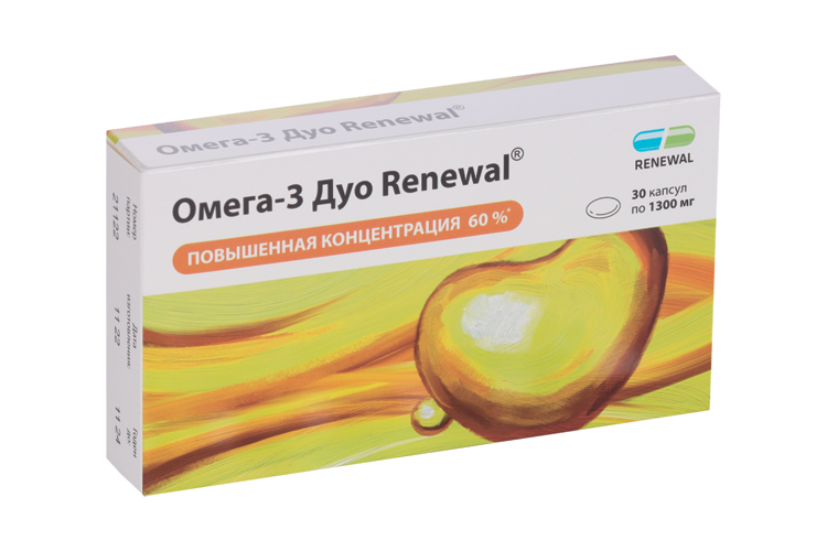 Омега-3 Дуо Реневал, 1 300 мг, 30 шт, капсулы