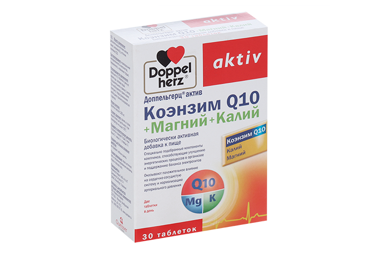 Доппельгерц Актив Коэнзим Ку 10+Магний+Калий, 30 шт