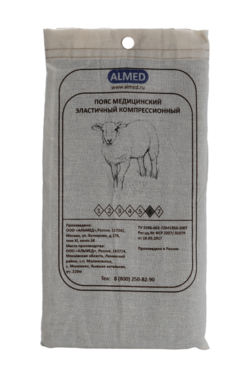 Пояс Almed мед эласт согревающий с шерстью овцы р 6