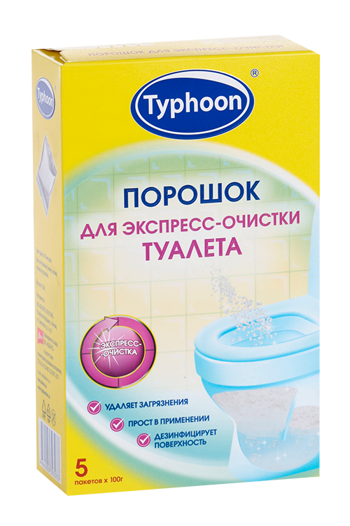 Порошок ТАЙФУН для экспресс-очистки туалета 5 шт