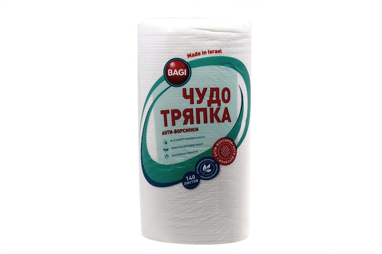 Салфетки Bagi в рулоне чудо-тряпка анити-ворсинки 25×22см 140 листов