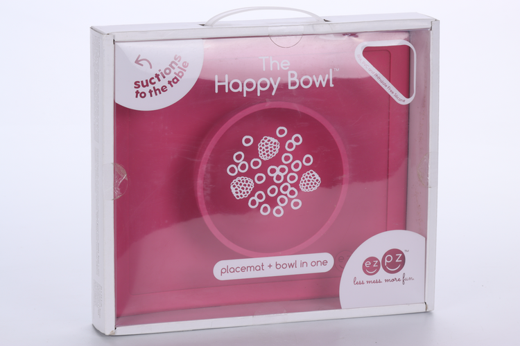 Тарелка EZPZ Happy Bowl силикон с подставкой розовая