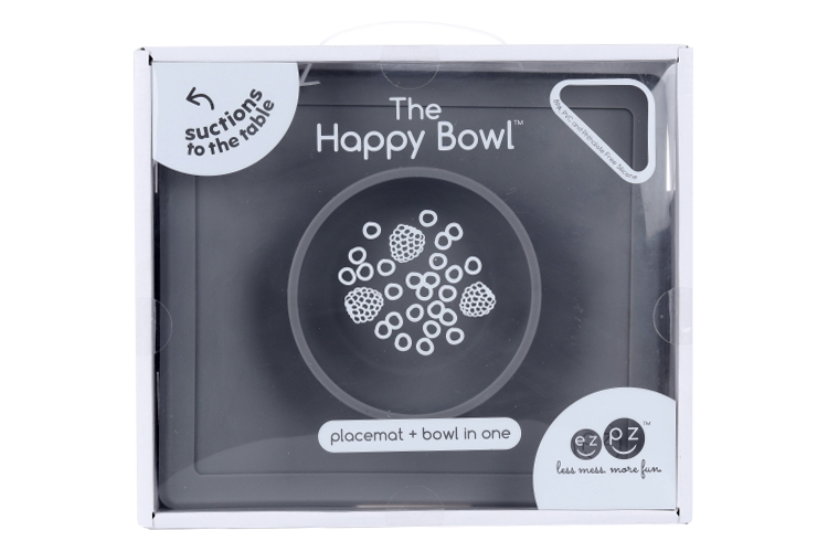 Тарелка EZPZ Happy Bowl силикон с подставкой серая