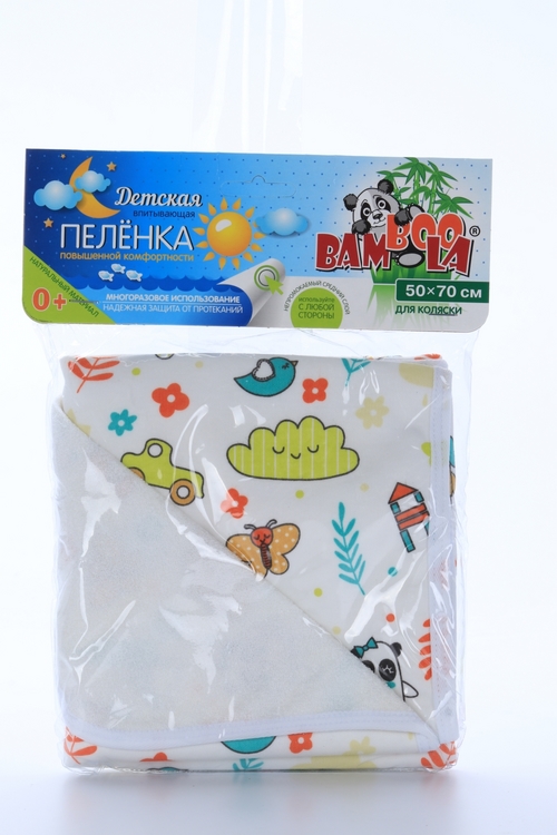 Пеленка Бамбула непромок д/коляски двусторонняя/трехслойная деревья/ белки 50х70 см