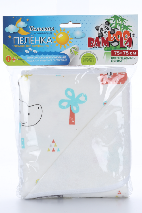 Пеленка Бамбула непромок двусторонняя/трехслойная корич/розовый/белый 75х75 см