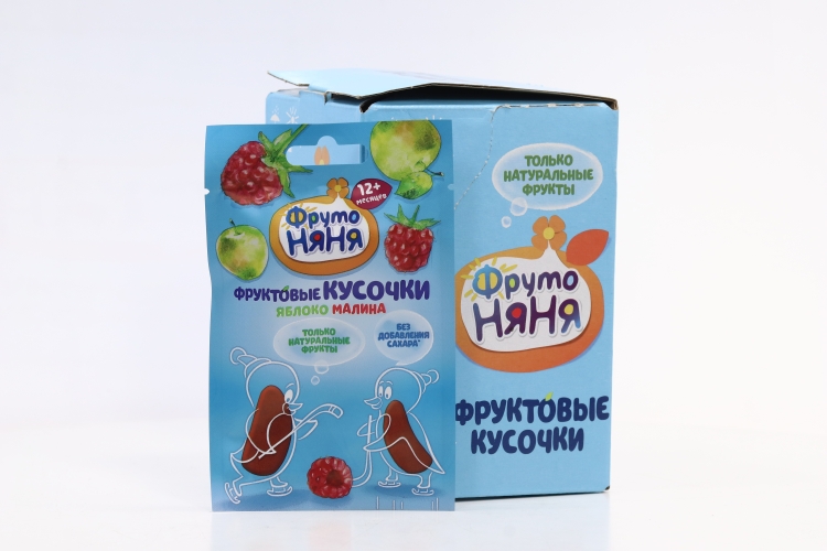Кусочки Фрутоняня фруктовые яблоко/малина (с 12 мес), 15 г, 40 шт