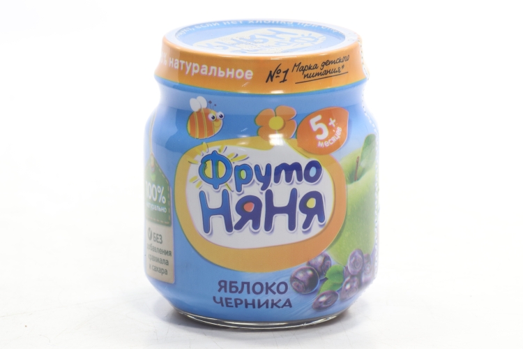 Пюре Фрутоняня яблоко/черника (с 5 мес), 100 г, 12 шт