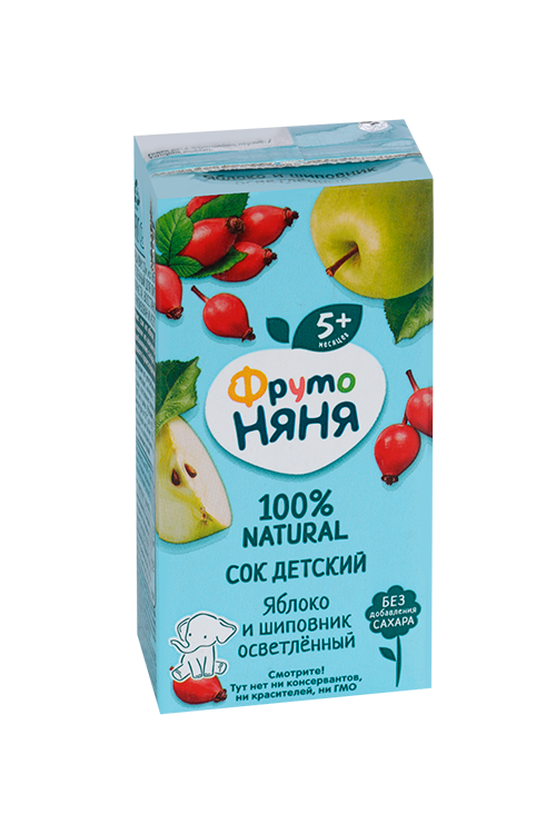 Сок Фрутоняня яблоко/шиповник осветленный, 200 мл, 18 шт