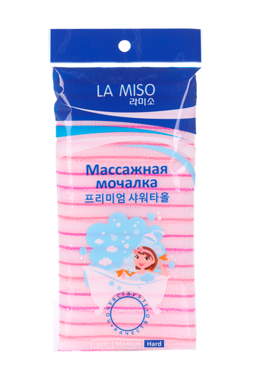 Мочалка Ля Мисо массажная жесткая (розовая)