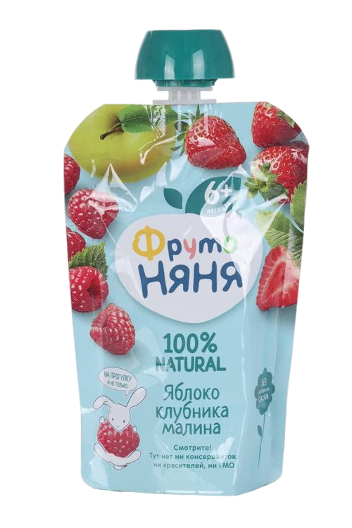 Пюре Фрутоняня яблоко/малина/клубника (с 6 мес), 90 г