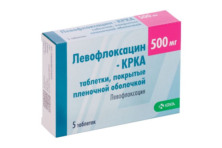 Левофлоксацин-КРКА 500 мг, 5 шт, таблетки покрытые пленочной оболочкой