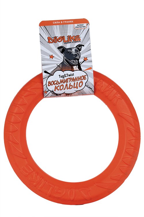 Игрушка д/собак кольцо восьмигранное среднее оранжевое диаметр 26,5 см толщина 4,6 см