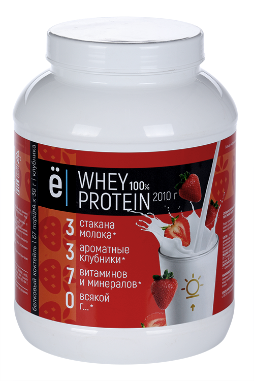 Коктейль Ёбатон белковый whey protein со вкусом и кусочками клубники 2,01 кг