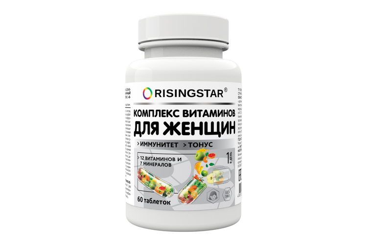 Витаминный комплекс RISINGSTAR д/женщин цинк селен витамин А Е С биотин, 60 шт, таблетки