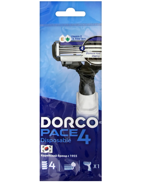 Бритва одноразовая DORCO PACE4 4-лезвийная плавающая головка увлаж полоса 1 шт