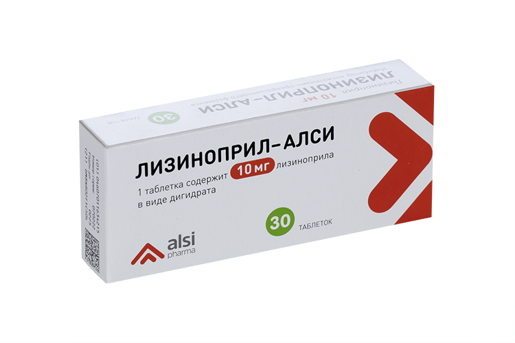 Лизиноприл-АЛСИ 10 мг, 30 шт, таблетки