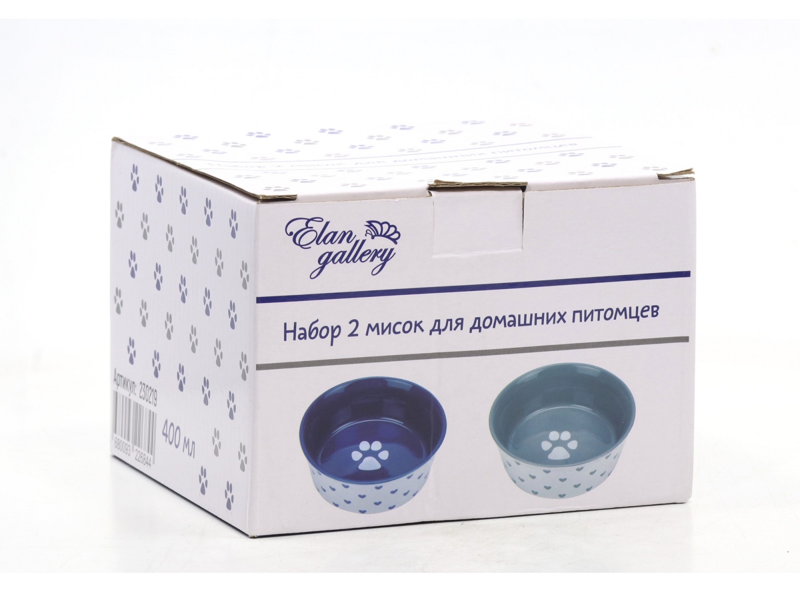 Миска Elan Gallery д/домашних питомцев серый белый 400 мл