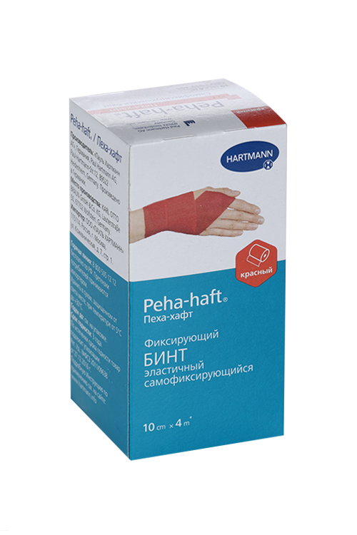Бинт HARTMANN самофиксирующийся PEHA-HAFT 4 м х 10 см красный