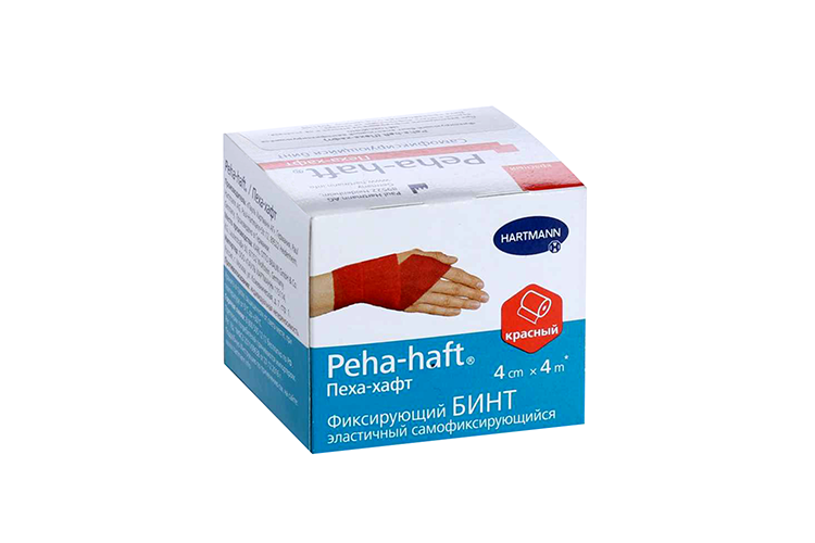 Бинт HARTMANN самофиксирующийся PEHA-HAFT 4 м х 4 см красный
