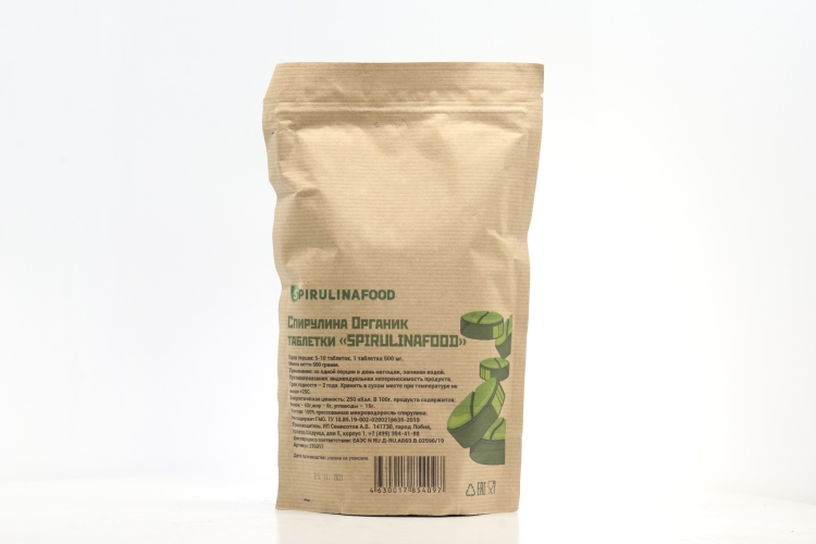 Спирулина Spirulinafood органик 1000 табл, 500 мг