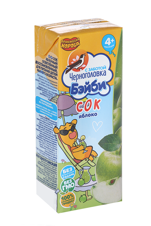Сок Черноголовка Бейби яблочный/осветленный д/детей, 200 мл