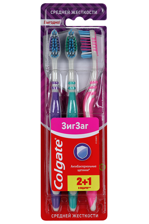 З/щетка COLGATE средней жесткости зиг заг  2+1 бесплатно