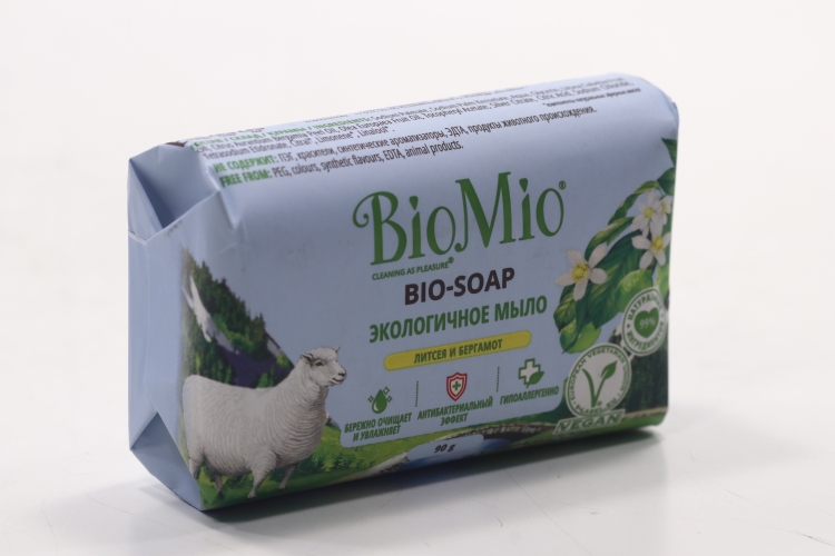 Мыло экологичное BioMio Bio-SOAP д/рук антибактериальный эффект литсея и бергамот, 90 г