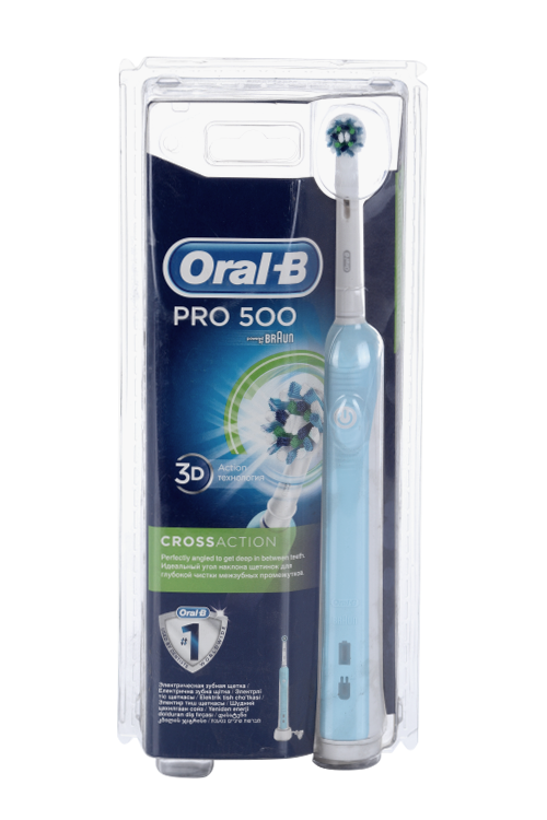 Электрическая з/щётка ORAL-B PRO 500 CrossAction аккумуляторная светло-голубой/белый