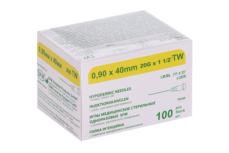 Игла иньекц СФМ 20G (0,90х40 мм), 100 шт
