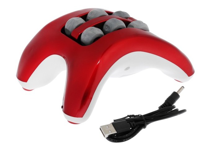 Массажёр для ног LuazON LMZ-024, 3хААА (не в комплекте), USB, 220 В, красно-белый